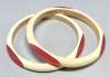 SZ31 pr narrow Shultz cream with rose oval dots Bakelite Bangles
